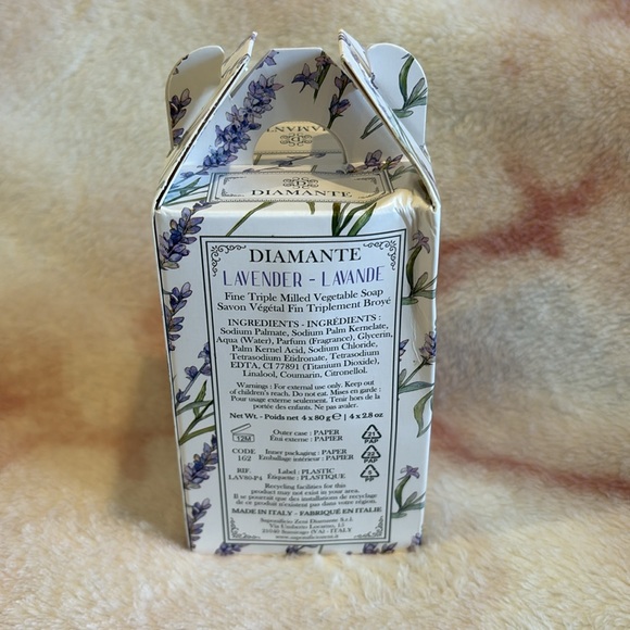 Diamante Scented Lavender Italian Vegitable Rapped Hand Soaps NWT Boxd 4x2.8oz - Picture 15 of 16